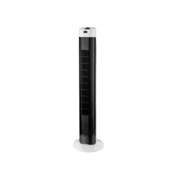 Ventilador minimalista de torre sin aspas en blanco y negro para uso doméstico
